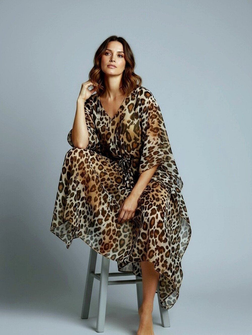 Joan Rivers Leopard Print Kaftan Maxi Loungwear Petite 1X